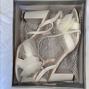 David’s Bridal - White Bow Block Heels